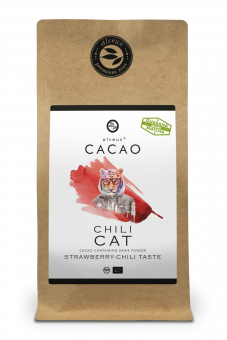 Braškių ir čili pipirų skonio kakava „Chili Cat“ 